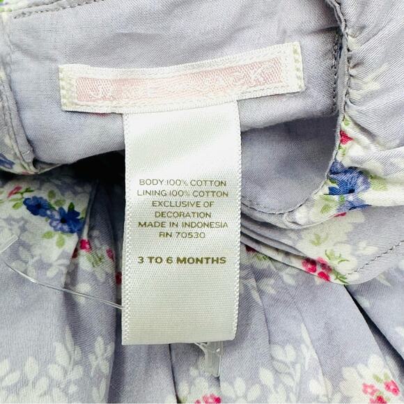 Janie & Jack Floral Ruffle Dress Size 3-6 Months Lavender Print W/ Diaper Cover - Picture 4 of 9